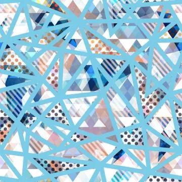 Blue mosaic triangle seamless pattern Illustrazione stock