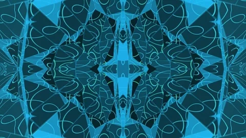 Blue Mosaic VJ Loop - Abstract Geometry 4K - Kaleidoscope Video stock 327757626