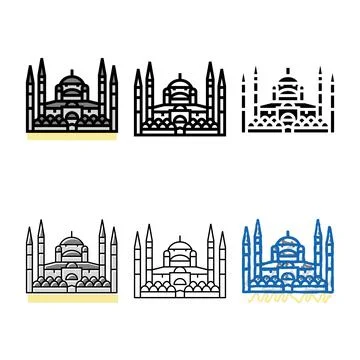 Blue mosque color icon vector multipack Stock Illustration