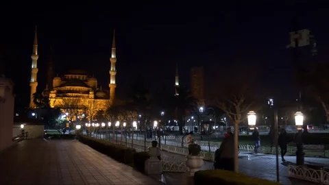Blue Mosque Hyper Lapse 4K Stock Footage 124934320