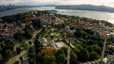 The Blue Mosque in Istanbul paints a captivating silhouette against the Stock Footage 250511151