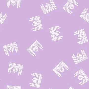 Blue mosque line seamless pattern Stock Illustration