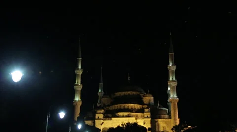 Blue Mosque at night Stock Footage 27845486