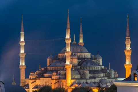 Blue mosque at night Stock Photos