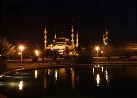 Blue mosque at night Stock Photos