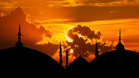 Blue Mosque or Sultan Ahmed Mosque, Time Lapse at Sunset, Istanbul, Turkey Stock Footage 112185043