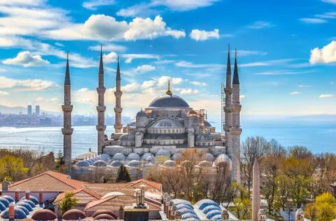 Blue Mosque in spring Stock Photos