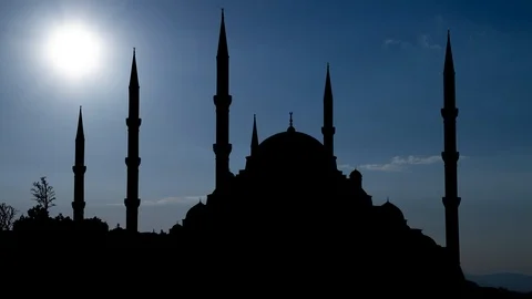 Blue Mosque of Sultan Ahmed Camii at Sunset, Istanbul, Turkey Stock Footage