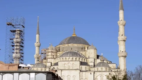Blue Mosque Under Renovation Stock Footage 106746773