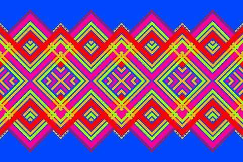Blue motif geometric fabric pattern Illustrazione stock