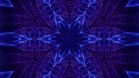 Blue motion design background with symmetrical star pattern. Abstract sci-fi Stock Illustration