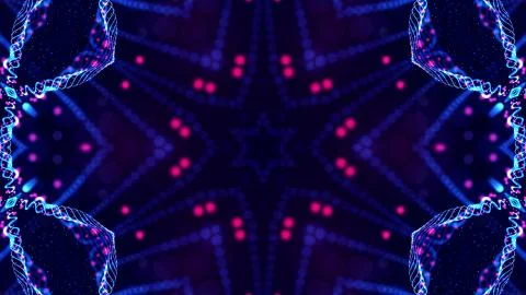 Blue motion design background with symmetrical star pattern. Abstract sci-fi Stock Illustration