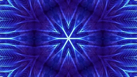 Blue motion design background with symmetrical star pattern. Abstract sci-fi Illustrazione stock
