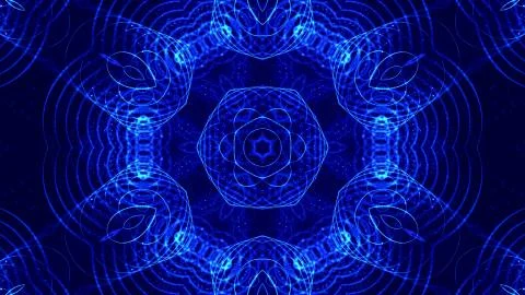 Blue motion design background with symmetrical star pattern. Abstract sci-fi Illustrazione stock