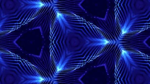 Blue motion design background with symmetrical floral pattern. Abstract sci-fi Stock Illustration