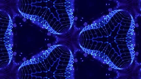 Blue motion design background with symmetrical floral pattern. Abstract sci-fi Stock Illustration