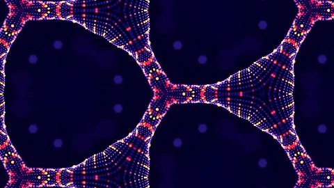 Blue motion design background with symmetrical floral pattern. Abstract sci-fi Stock Illustration