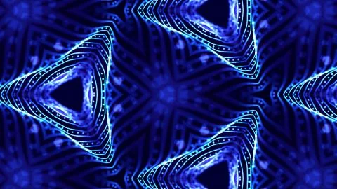 Blue motion design background with symmetrical floral pattern. Abstract sci-fi Stock Illustration
