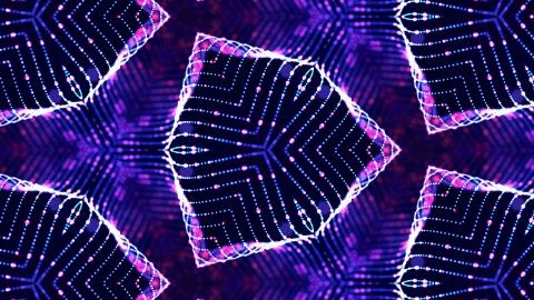 Blue motion design background with symmetrical floral pattern. Abstract sci-fi Stock Illustration