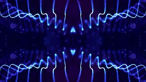 Blue motion design background with symmetrical pattern. Abstract sci-fi Stock Illustration
