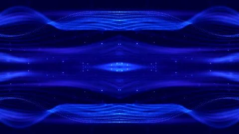 Blue motion design background with symmetrical pattern. Abstract sci-fi Stock Illustration