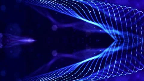 Blue motion design background with symmetrical pattern. Abstract sci-fi Stock Illustration