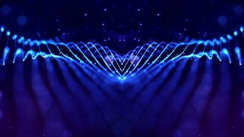 Blue motion design background with symmetrical pattern. Abstract sci-fi Stock Illustration