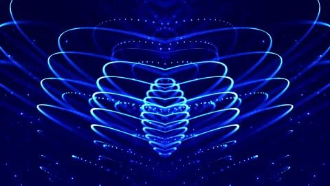 Blue motion design background with symmetrical pattern. Abstract sci-fi Stock Illustration