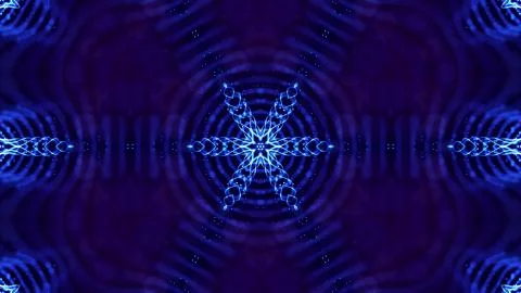 Blue motion design background with symmetrical star pattern. Abstract sci-fi 스톡 일러스트