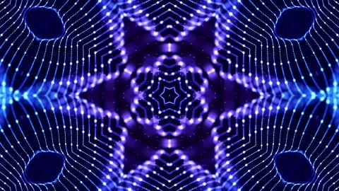 Blue motion design background with symmetrical star pattern. Abstract sci-fi イラスト素材