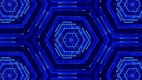 Blue motion design background with symmetrical floral pattern. Abstract sci-fi Stock Illustration