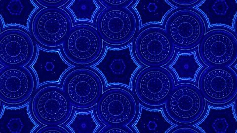 Blue motion design background with symmetrical floral pattern. Abstract sci-fi Stock Illustration