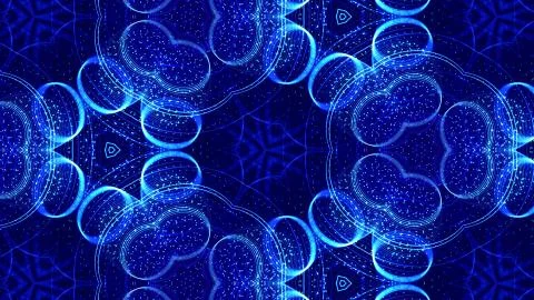 Blue motion design background with symmetrical floral pattern. Abstract sci-fi Stock Illustration