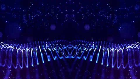 Blue motion design background with symmetrical pattern. Abstract sci-fi Stock Illustration