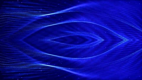 Blue motion design background with symmetrical pattern. Abstract sci-fi Illustrazione stock