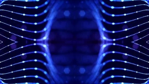 Blue motion design background with symmetrical pattern. Abstract sci-fi Stock Illustration