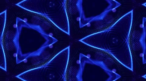 Blue motion design background with symmetrical floral pattern. Triangular イラスト素材