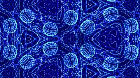 Blue motion design background with symmetrical floral pattern. Triangular Stock Illustration