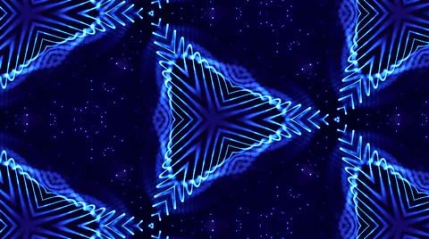 Blue motion design background with symmetrical floral pattern. Triangular イラスト素材