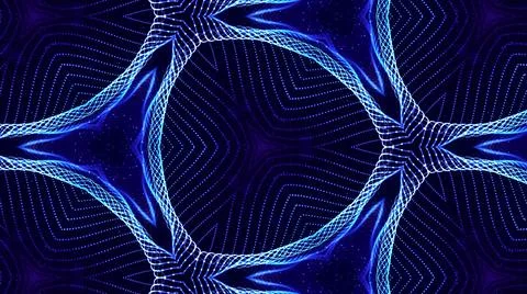 Blue motion design background with symmetrical floral pattern. Triangular Stock Illustration