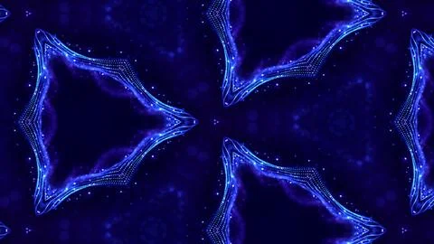 Blue motion design background with symmetrical floral pattern. Triangular Illustrazione stock