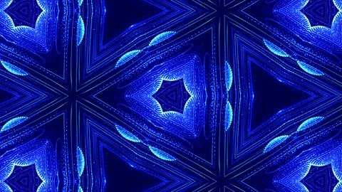 Blue motion design background with symmetrical floral pattern. Triangular Stock Illustration