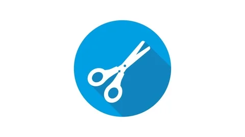 Blue motion graphic icon animation scissors Stock Footage 124592675