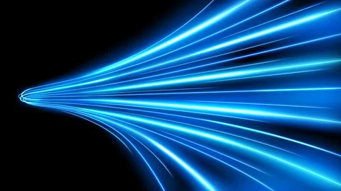 Blue Motion Light Trails, Long Time Exposure Motion Blur Effect, Vector Ill.. Stock Illustration