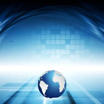 Blue motion technology background with waves and globe Blue motion technol... Foto stock