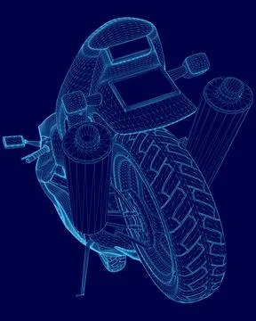 Blue motorcycle with a blue frame. The motorcycle is shown in a 3D format Stock-Illustration