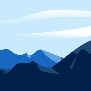 Blue Mountain and Clear Sky Minimal Nature Landscape Vector Background Stock Illustration
