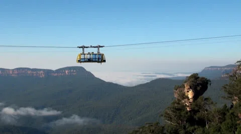 Blue Mountain Cable Car Stock Footage 26208370