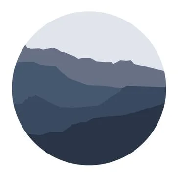 Blue mountain in a circle. Design elements for a logo, poster, icon Stock Illustration