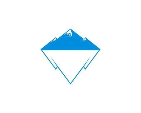 Blue mountain with diamond gems shape logo 스톡 일러스트